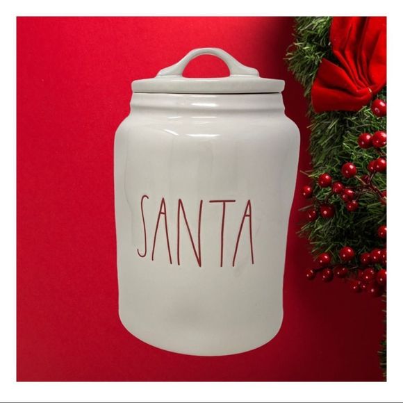 Rae Dunn Santa Cookie Jar Christmas Holiday RARE Gift Cooking Bake Her Him Snack - Picture 1 of 12